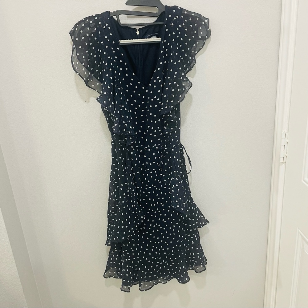 Tommy Hilfiger Black Polka Dot Ruffle Flutter Pin Up Dress Womens Size 8
